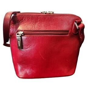 Hobo international red leather crossbody top zip handbag